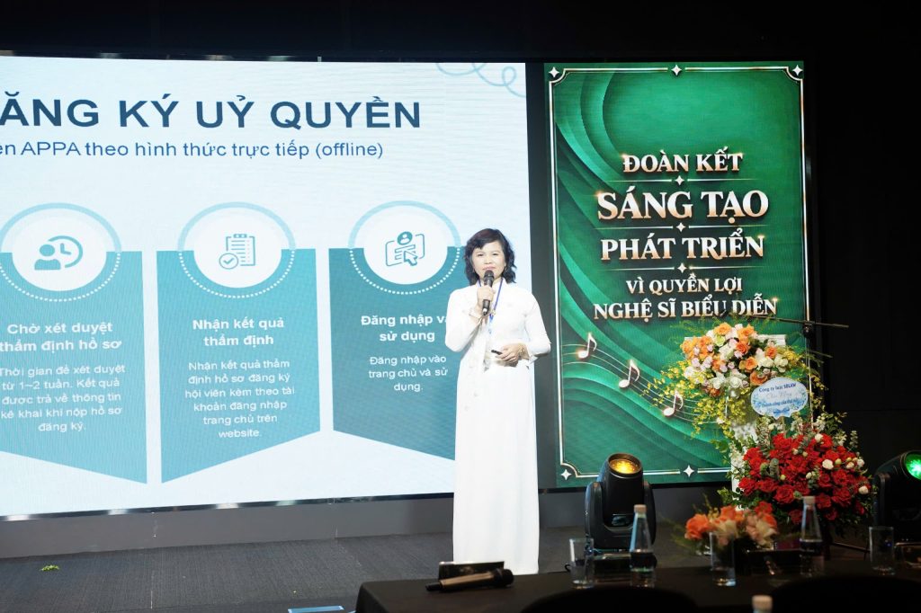 Bà Đặng Xuân công bố ra mắt Trung tâm Khai thác quyền biểu diễn âm nhạc Việt Nam (APPA-CMC)